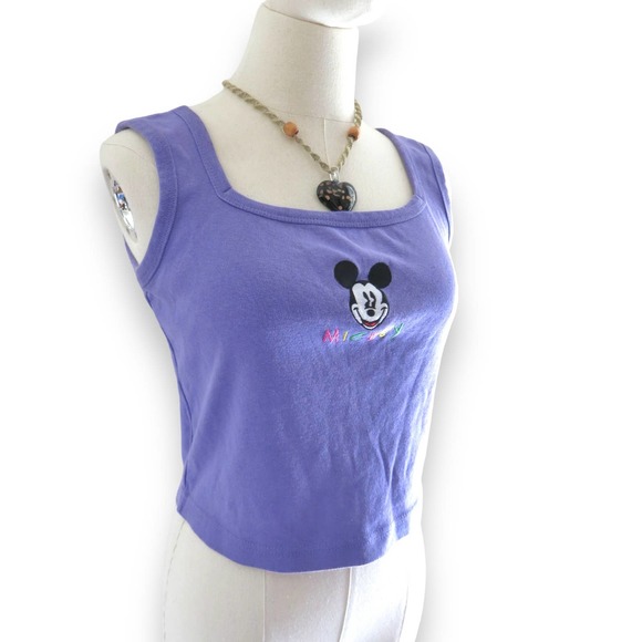 Disney Tops - 90s Purple Mickey Mouse Cropped Tank Top L